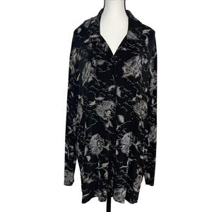CitiKnit Women 3X Floral Button Front Blouse Tunic Cardigan Heavy Flowy USA Made